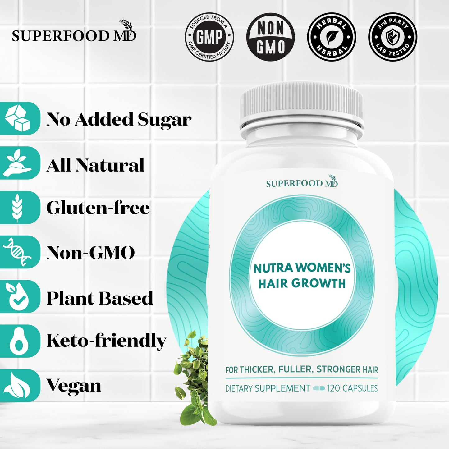 Women's Balance Hair Growth Supplements, Ages 45 and Up, Customer Proven for Visibly Thicker Hair and Scalp Coverage, Soy-Free, Made with 26 Ingredients including Beta Carotenes - 3 Month Supply