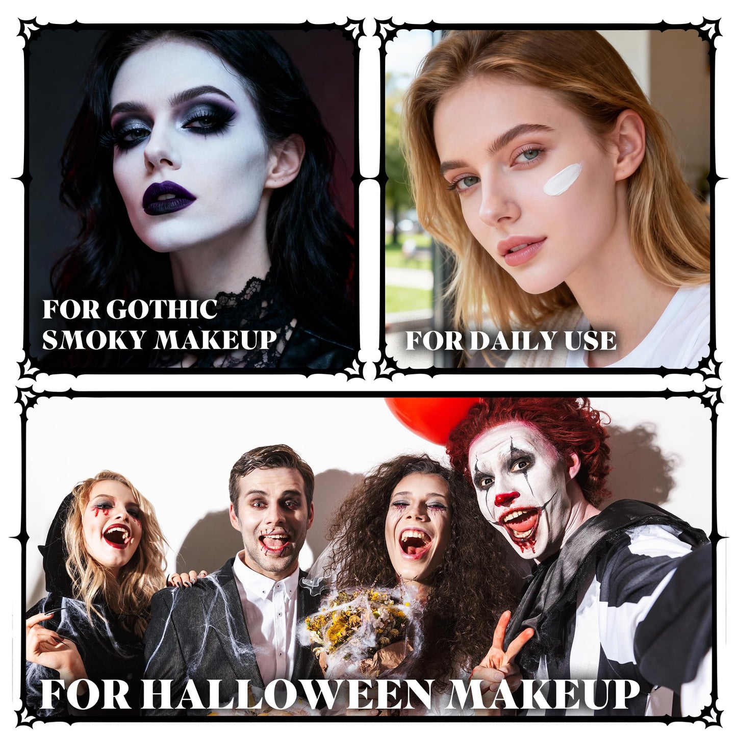 VANERIA White Foundation, Goth Foundation Liquide Makeup, Clown Makeup, Blanco Face Paint, Full-Coverage Waterproof, Mixer Use or White Base for Halloween, Cosplay, Stage, Mime & Film.30ML