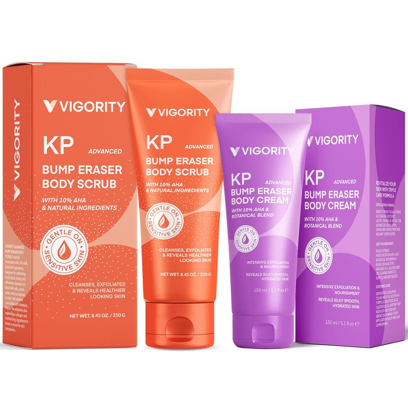 KP Bump Eraser Body Scrub & Keratosis Pilaris Lotion Bundle Set – Strawberry Legs Treatment for Women - Exfoliates & Deeply Hydrates for Smoother Healthy-Looking Skin (6.5 Fl Oz (Pack of 2))