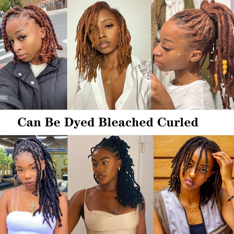 8 Inch Loc Extension Human Hair 30 Strands 0.4cm Thickness 100% Human Hair Full Handmade Permanent Dreadlock Extension Human Hair For Women/Men Can Be Dyed Bleached Curled (#BUG)