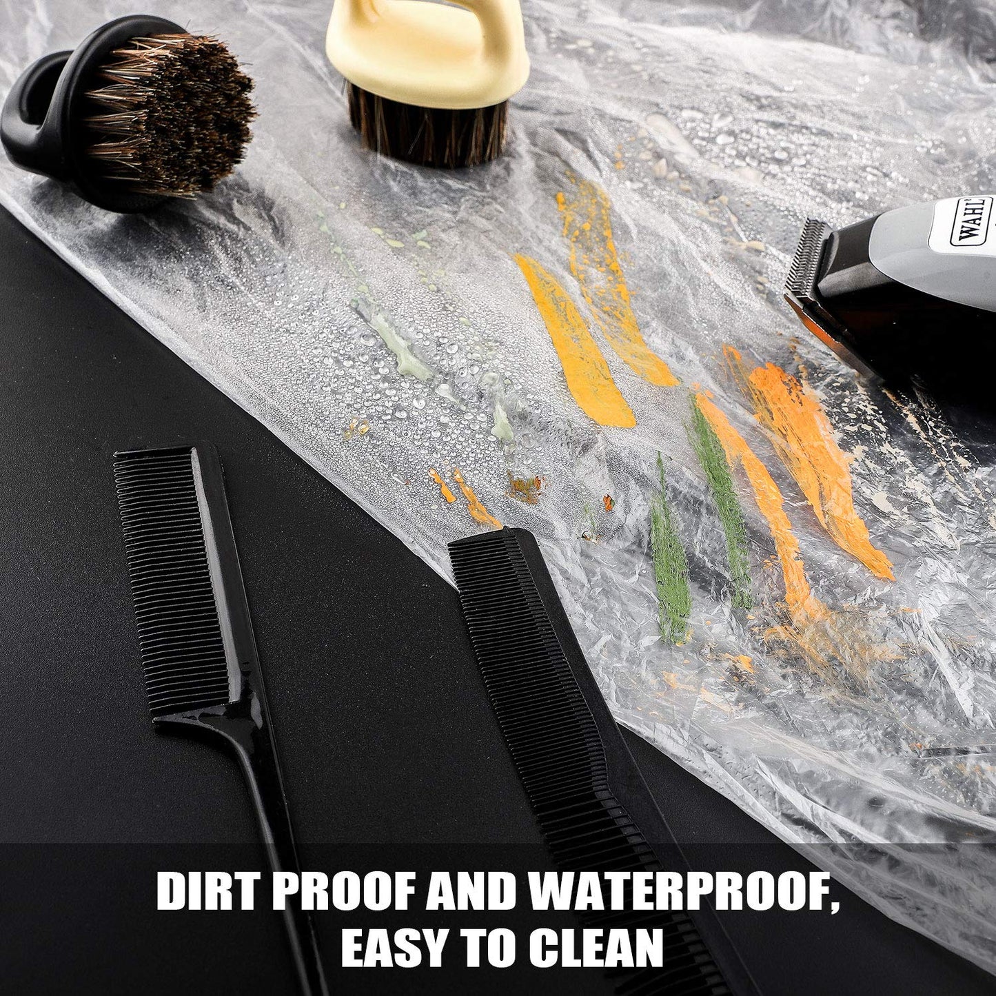 SATINIOR 200 Pcs Disposable Hair Salon Capes Bulk 35.43 x 47.24 Inch Transparent Waterproof Barber Hair Color Dye Cape Hairdresser Shampoo Apron Household Salon Cloak