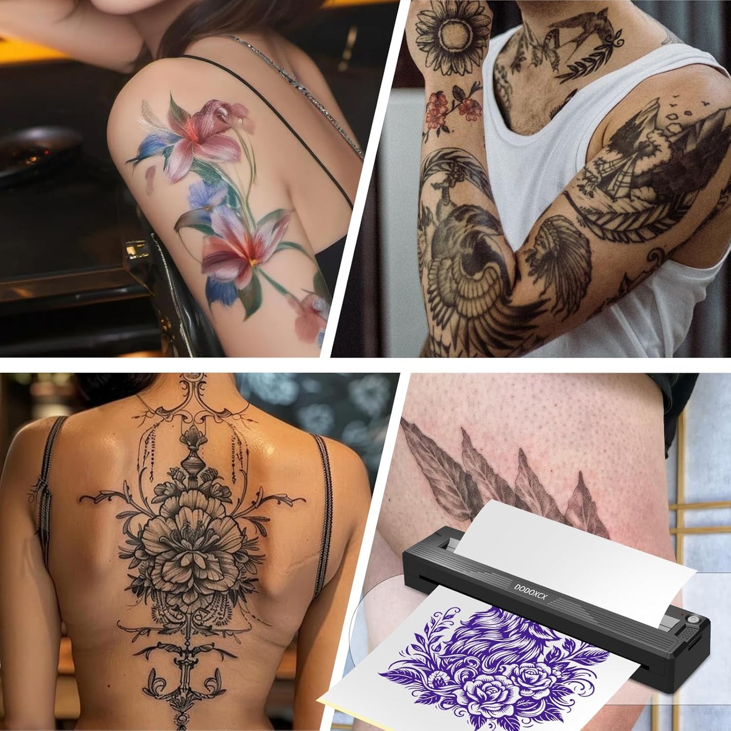 Tattoo Stencil Printer Machine - Wireless Bluetooth Thermal Inkless Printer for Artists | Includes 3 Tattoo Transfer Papers