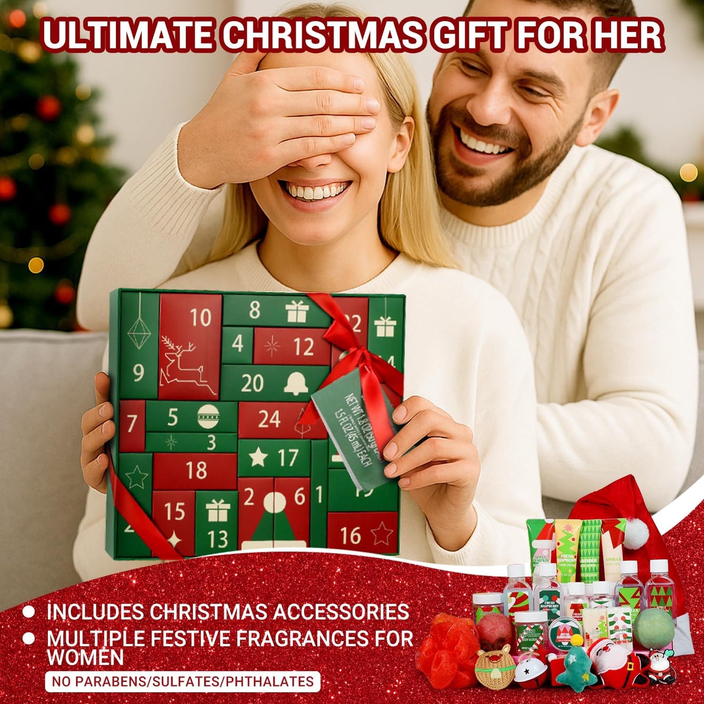 Advent Calendar 2025 - Christmas Countdown Calendar for Women | 24 Days of Spa Gifts