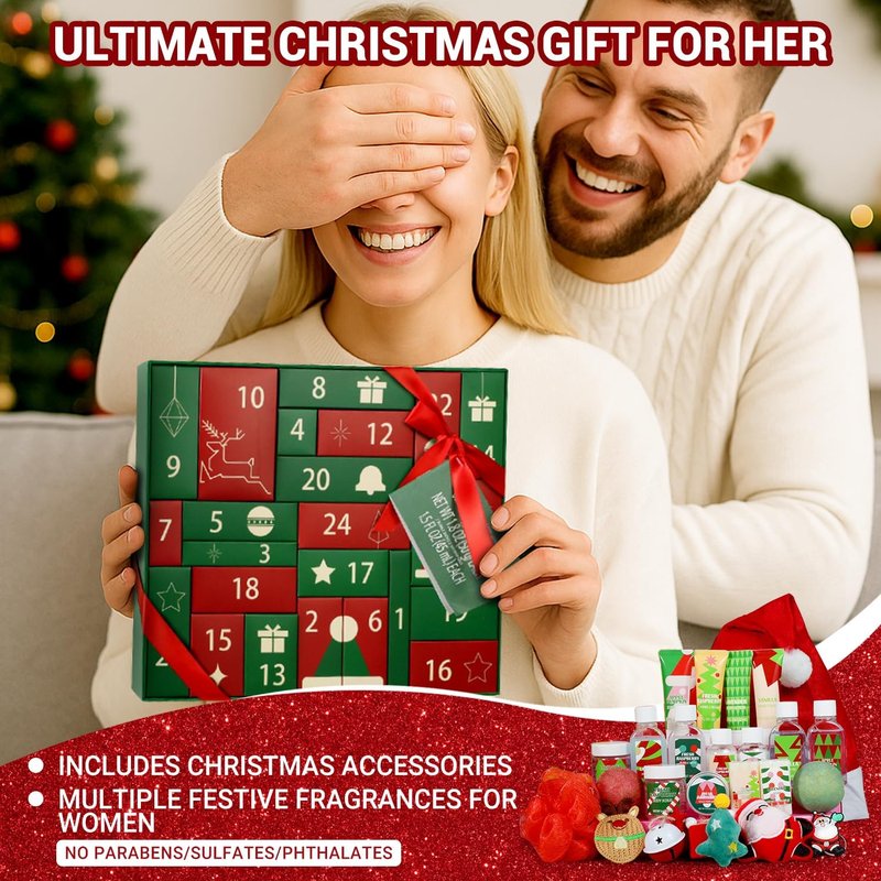 Advent Calendar 2025 - Christmas Countdown Calendar for Women | 24 Days of Spa Gifts