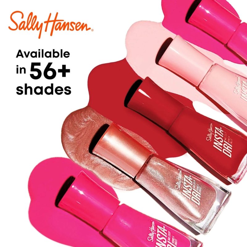 Sally Hansen Insta-Dri Holiday Nail Polish | Quick Dry, Long Lasting, Streak-Free Shine | Semi-Opaque, Glittery | Sparks Fly | Red and Gold Glitter Nail Color