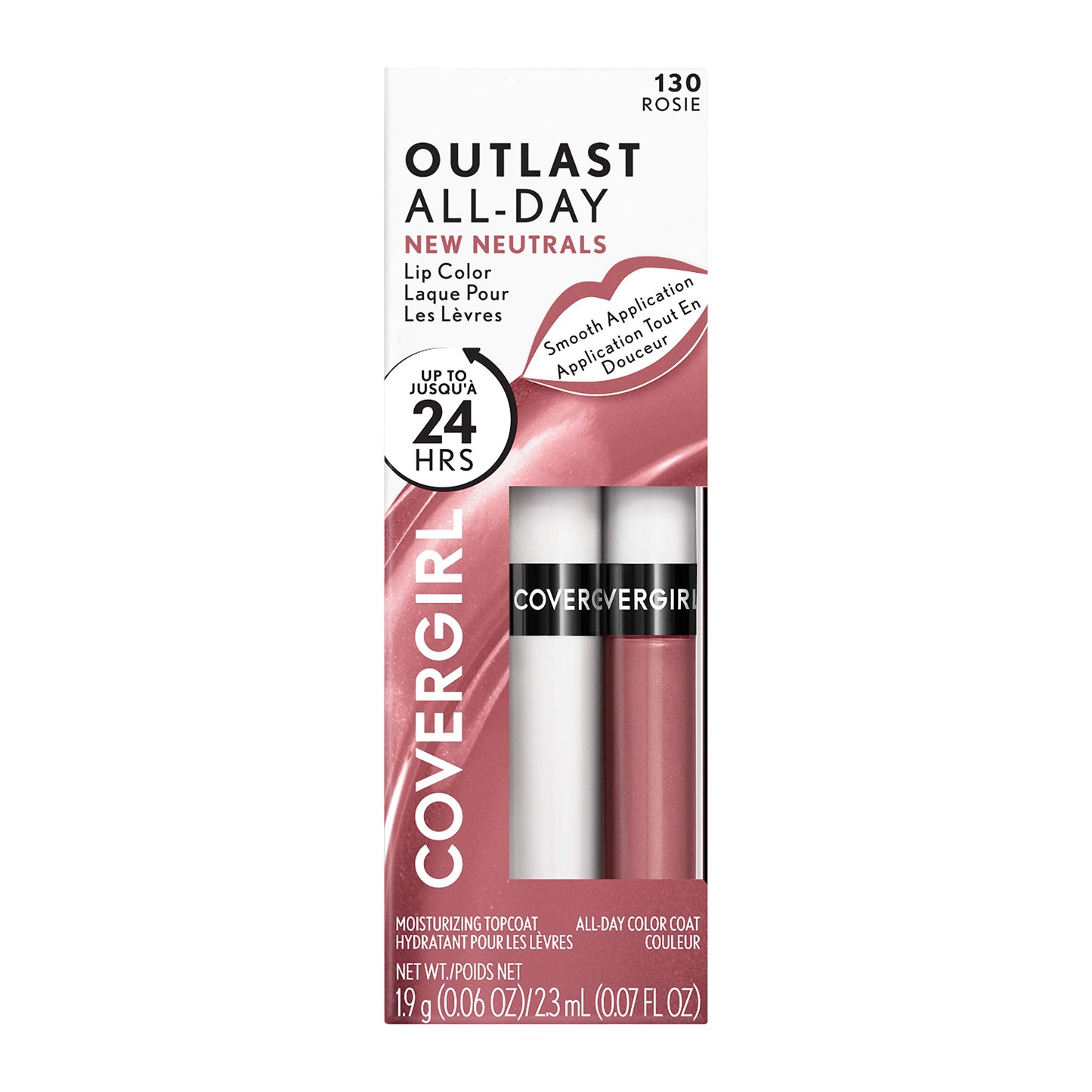 COVERGIRL Outlast All-Day Lip Color with Moisturizing Topcoat, New Neutrals Shade Collection, Good Mauve Pack of 1 and Rosie 0.06 Ounce Pack of 1