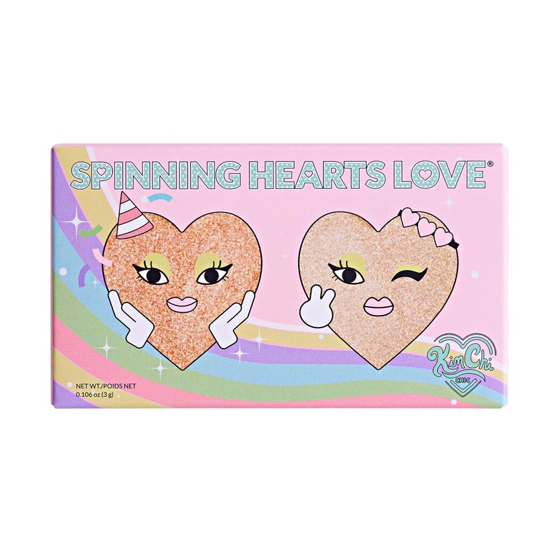 KimChiChic Beauty Spinning Hearts Duo Eyeshadow, Matte, Shimmer & Frost Finish, Blendable, Highly Pigmented Two-Color Palette, Cruelty-Free, Peach Caramel