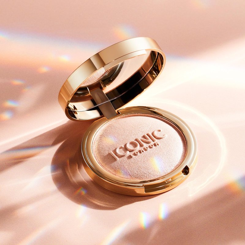 ICONIC LONDON Lit and Luminous Baked Highlighter | Pressed Powder Highlighter for a Radiant Glow, Cruelty-Free, Vegan Makeup, 0.56 oz