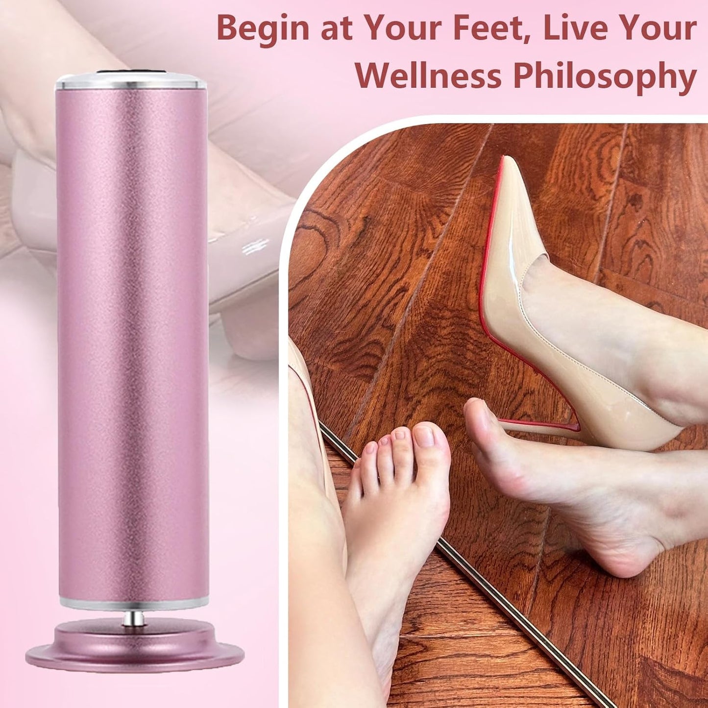 Electric Foot Callus Remover & Nail Drill - 60 Sandpapers, 20 Grinding Heads, Pink