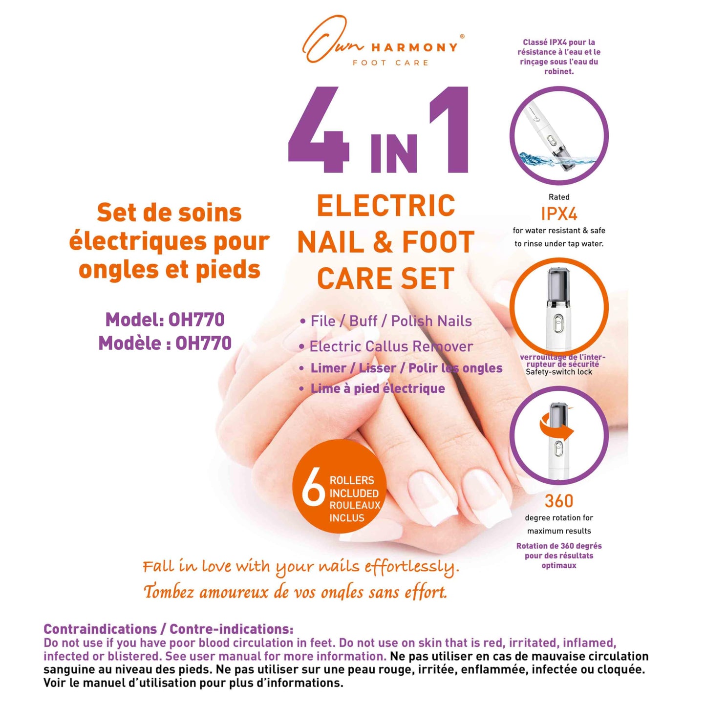 Own Harmony Electric Nail Buffer and Shine Kit for Natural Nails: Manicure Pedicure Tools with Callus Remover Foot Care, Best Electronic Mani Pedi Polisher Set to Buff, Polish, File Thick Toenails