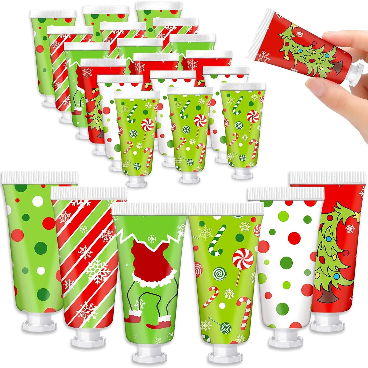 36 Pcs Christmas Hand Cream Gift Set - Travel Size Red & Green Mini Moisturizers for Stocking Stuffers & Holiday Favors