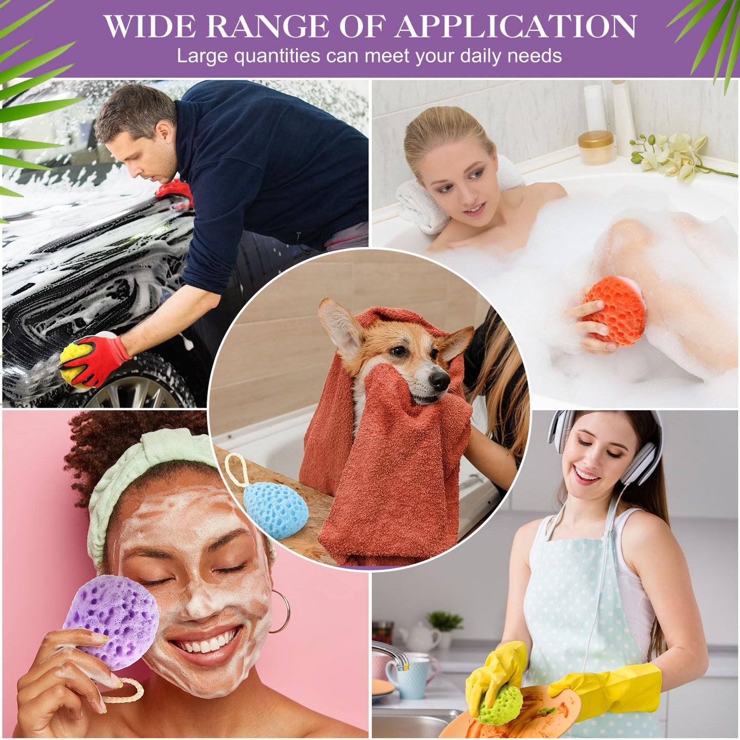 FoldTier 36 Pcs Bath Sponge Deep Cleansing Body Loofah Gentle and Deep Exfoliating Body Scrubber Bath Accessories Men Women Baby Sponge for Bathing Shower (Multicolor)