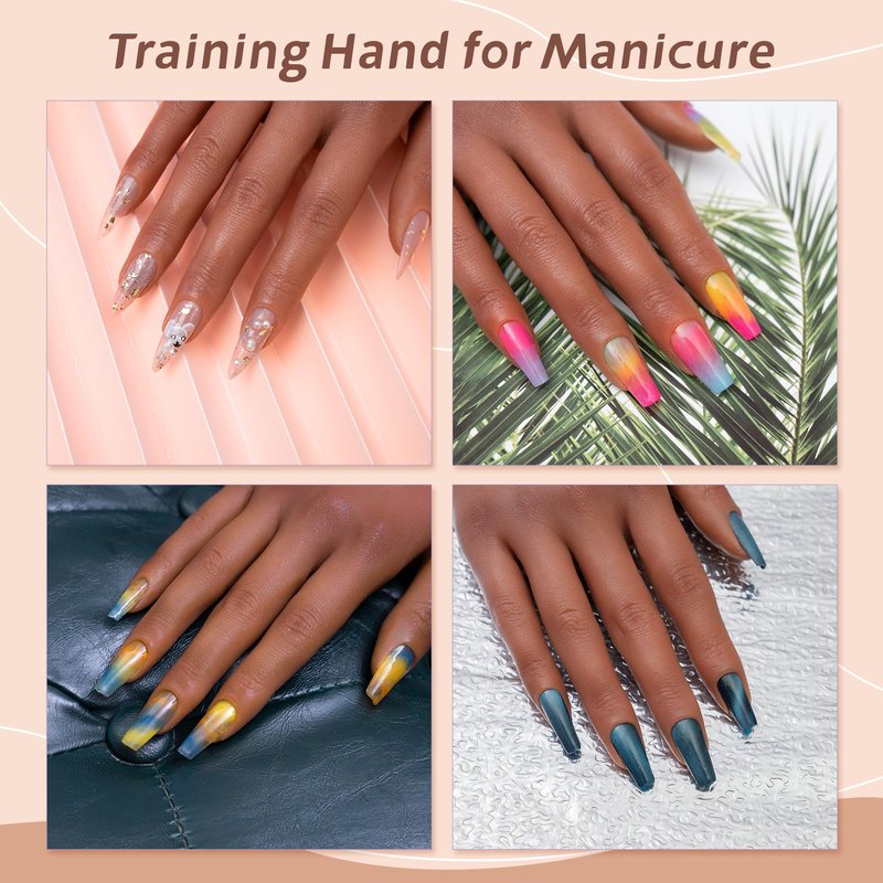 Veikmv Practice Hand for Acrylic Nails,Professional Mannequin Hand with Flexible Fingers for Acrylic Nails,Gel Polish & Nail Art Training,Ideal Practice Tool for Manicure Beginners