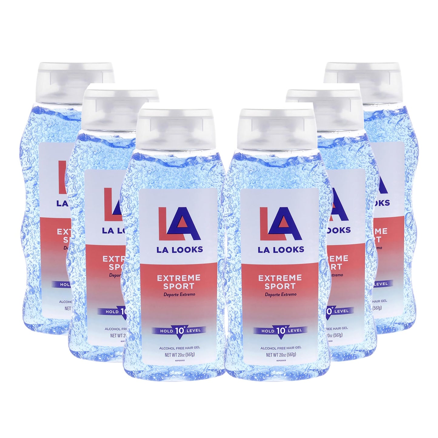 L.A. Looks Extreme Sport Hold 10 Plus Level Hair Gel - Alcohol-Free Styling Gel with TriActive Hold - Non-Sticky, Safe for Color-Treated Hair - 6 pc