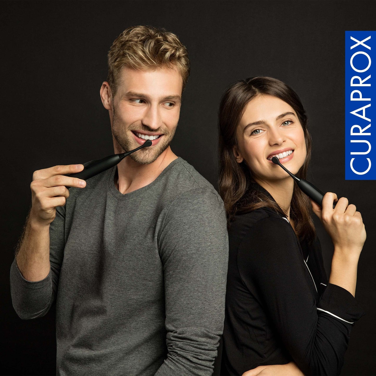 Curaprox Hydrosonic Brush Heads Black is White Carbon Duo – for Effective Plaque Removal & Whitening | Sonic Toothbrush Replacement Heads, 2-Pack | Swiss Made