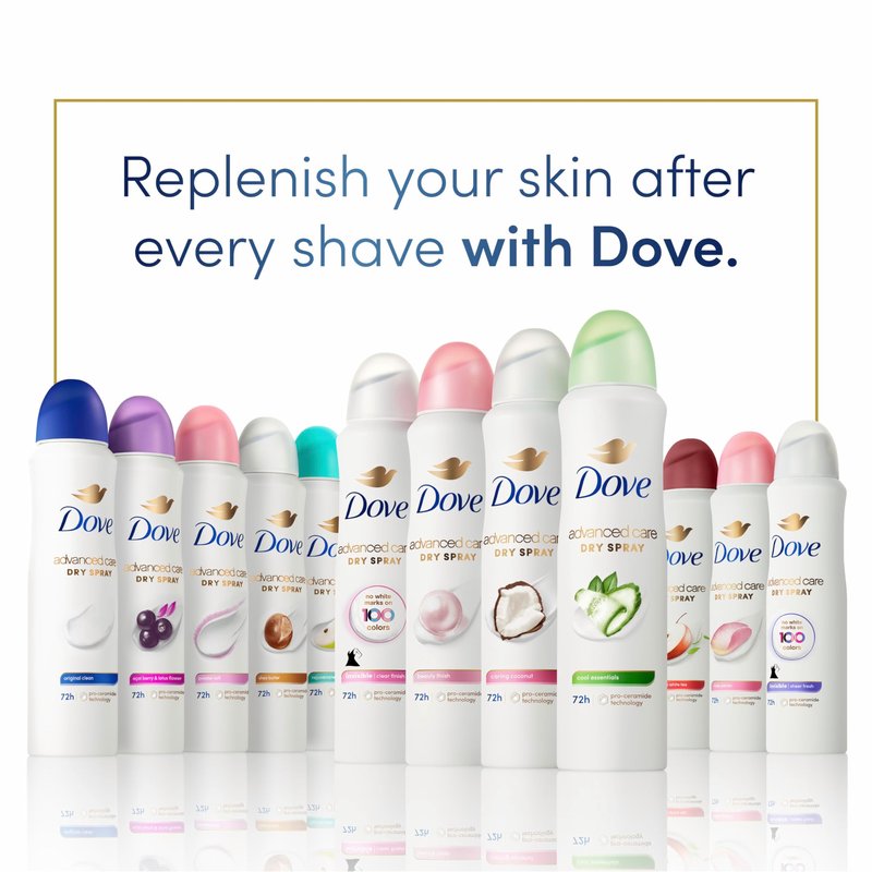 Dove Advanced Care Antiperspirant Deodorant Spray Beauty Finish 3 Count To help skin barrier repair after shaving by boosting skin's ceramide levels 72-hour for Soft Underarms 3.8 oz