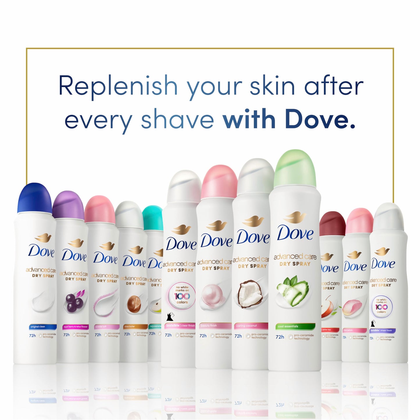 Dove Advanced Care Antiperspirant Deodorant Spray Beauty Finish 3 Count To help skin barrier repair after shaving by boosting skin's ceramide levels 72-hour for Soft Underarms 3.8 oz