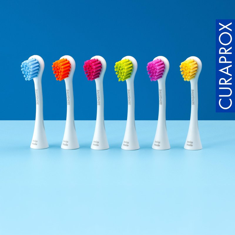 Curaprox Hydrosonic Brush Heads Rainbow Sensitive Duo – for Gentle Gum Care & Daily Cleaning | Yellow/Green, 2-Pack | Compatible with All Curaprox Sonic Models | Swiss Made