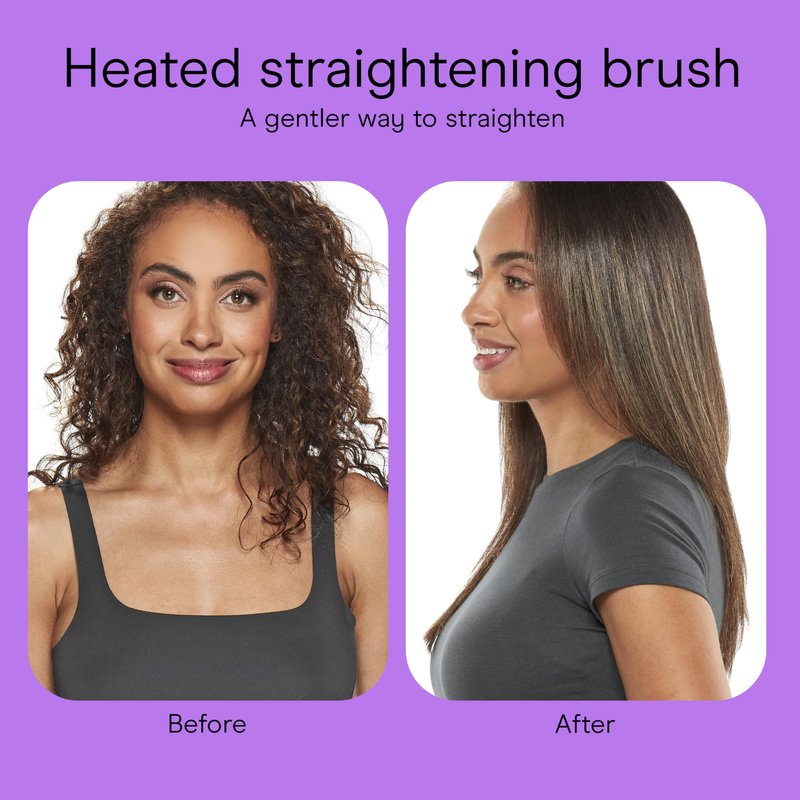 Conair Double Ceramic Hair Straightener Brush, Heated Straightening Brush for Smooth, Shiny Hair, V-Shaped Heated Bristles for Closer Contact, 5 LED Heat Settings, Dual Voltage, White