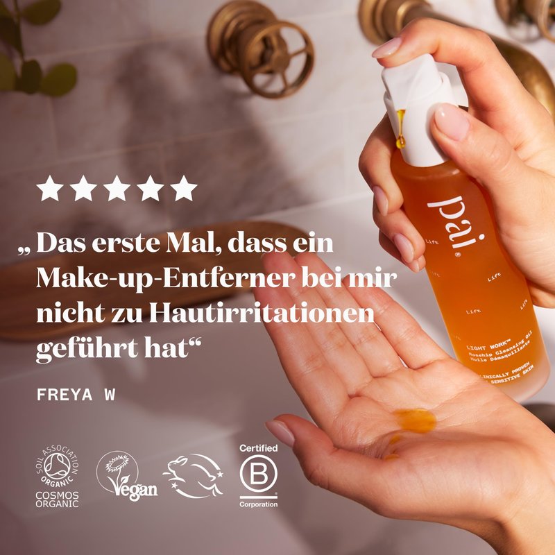 PAI SKINCARE - Light Work Organic Rosehip Fruit Extract Cleansing Oil | Natural, Vegan, Sensitive Skincare (0.9 fl oz | 28 mL)