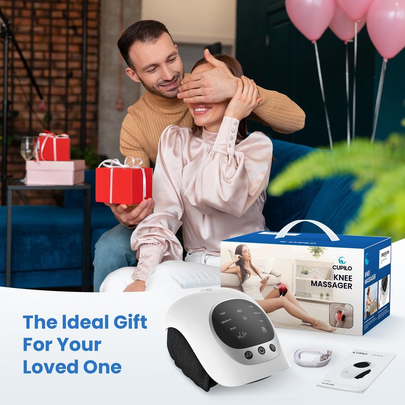 CuPiLo FSA Eligible Knee Massager with Heat and Red Light for Pain Relief, HSA Eligible Cordless Knee Massager with Vibration for Comfort & Relaxation, Gift for Mom, Dad, Grandma & Grandpa, Seniors