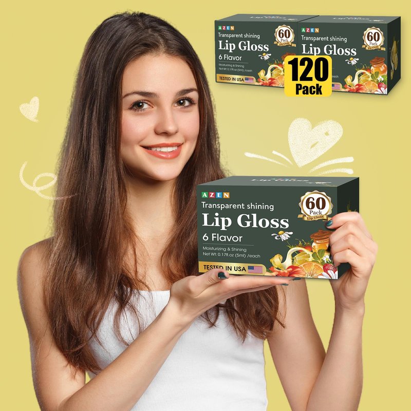 AZEN 120 Pack Lip Gloss Set, Clear Lip Gloss Bulk, Lip Oil for Dry Cracked Lips Moisturizing Hydrating Nourishing with Vitamin E, Mothers Day Gifts for Women