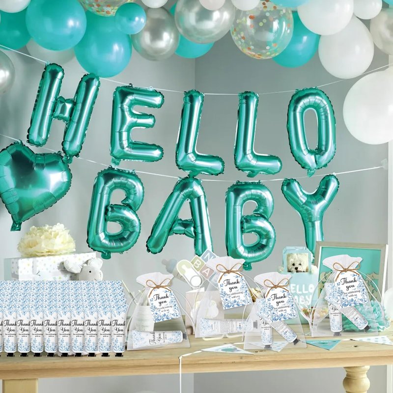 50 Sets Blue Flower Baby Shower Hand Cream Bulk Gift Set, Hand Cream Favors for Guests Gender Reveal, Bridal Wedding Travel Size Gifts with Thank You Card & Organza Bags (blue flower)