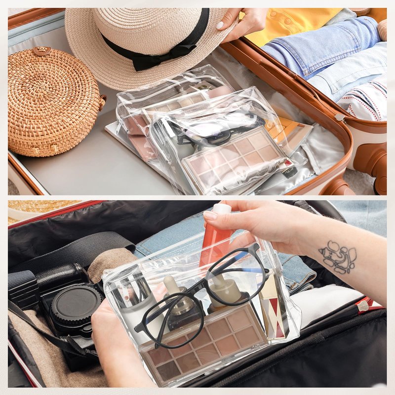 36 Pcs Mini Clear Makeup Bag Small Zipper Pouch Travel for Toiletries PVC Plastic Cosmetic Waterproof Toiletry for Women Men Vacation
