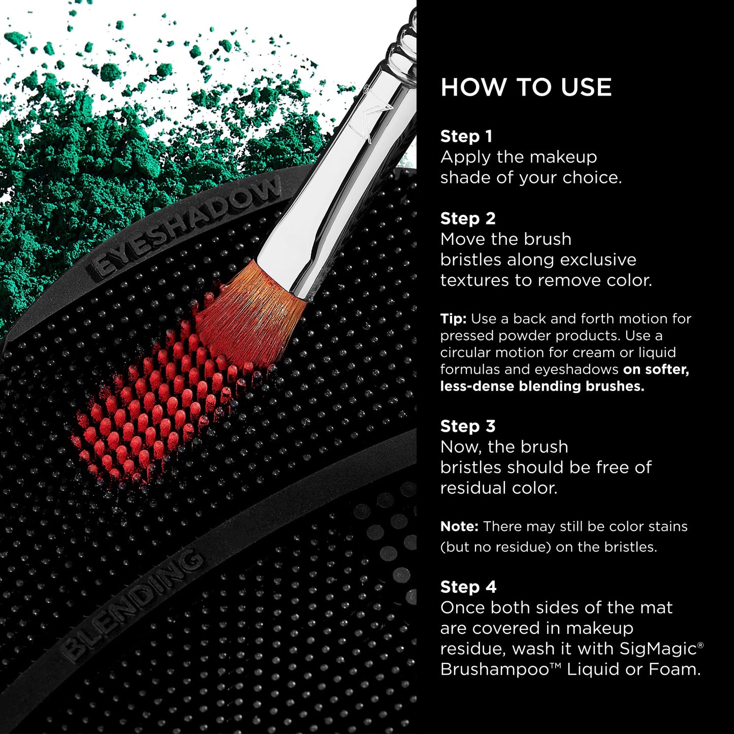 Sigma Beauty Makeup Brush Cleaning Bundle - Switch & Palmat, Black Synthetic Bristles, Plastic Handle & Case, Travel-Friendly