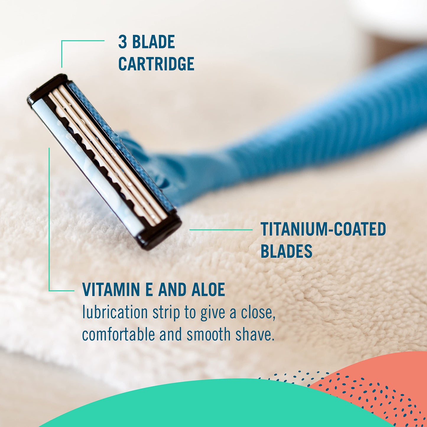 Preserve Shave 3 Razor Blades, 24 cartridges (4 razors in each box, 6 boxes total), Packaging may vary