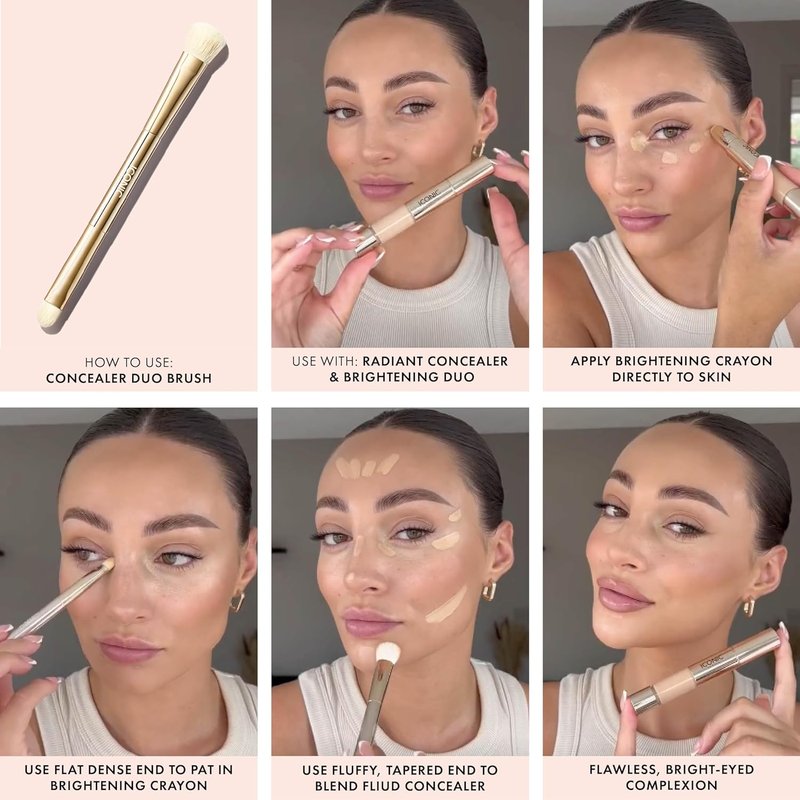Concealer Duo Brush - Two-Sided Makeup Brush for Buffing & Blending | Perfect for Liquid & Cream Products