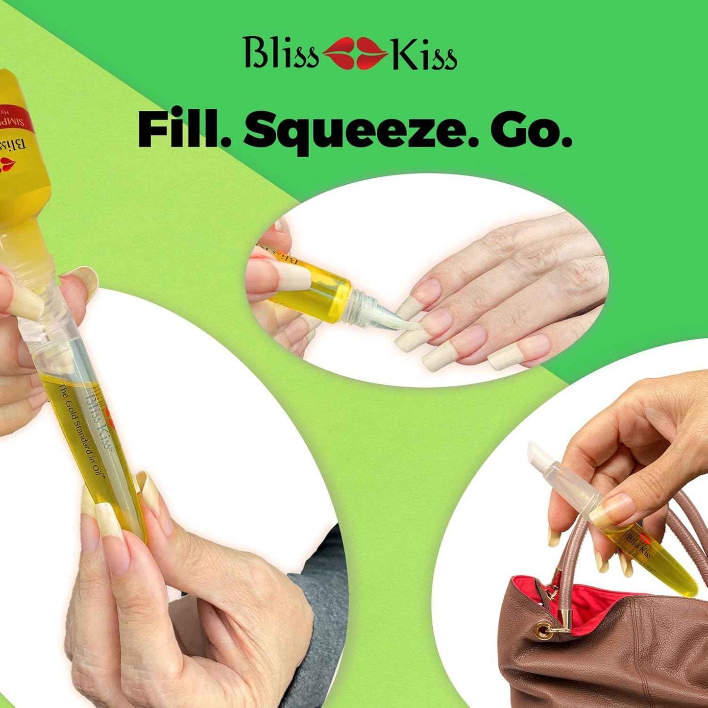 Bliss Kiss Nail Oil Pen & Simply Pure Cuticle Oil Bundle - 15ml Refillable Set
