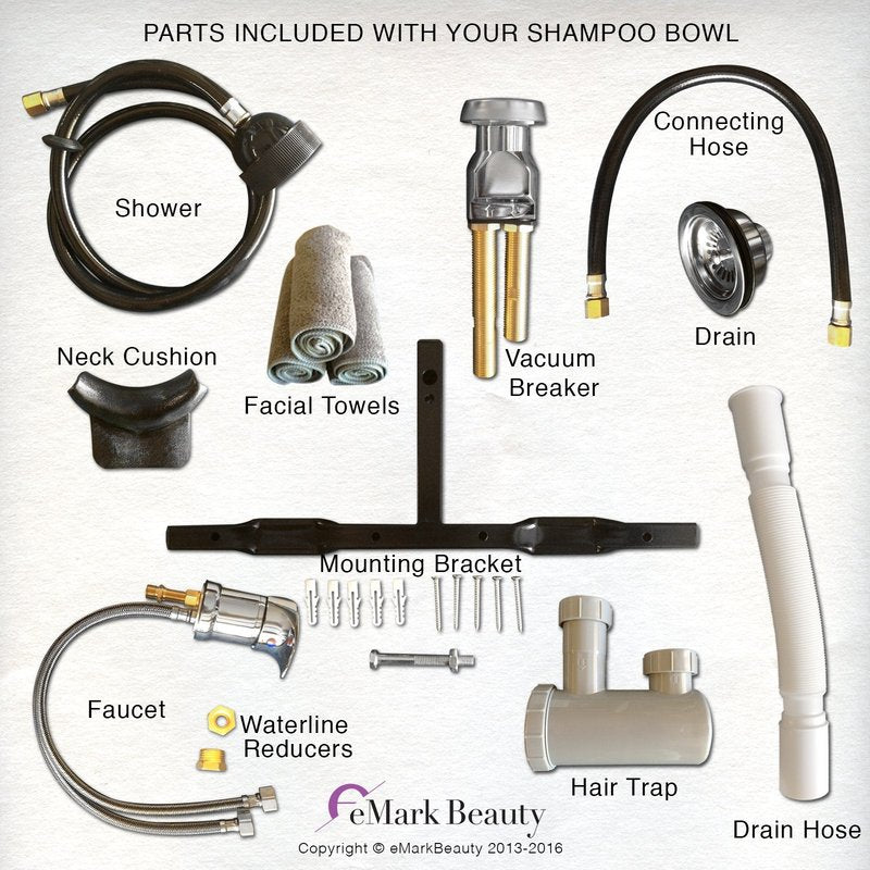 Shampoo Bowl White ABS Plastic Salon and Spa Hair Sink Beauty Salon Equipment ASSE/UPC/CSA Compliant Fixtures TLC-W11