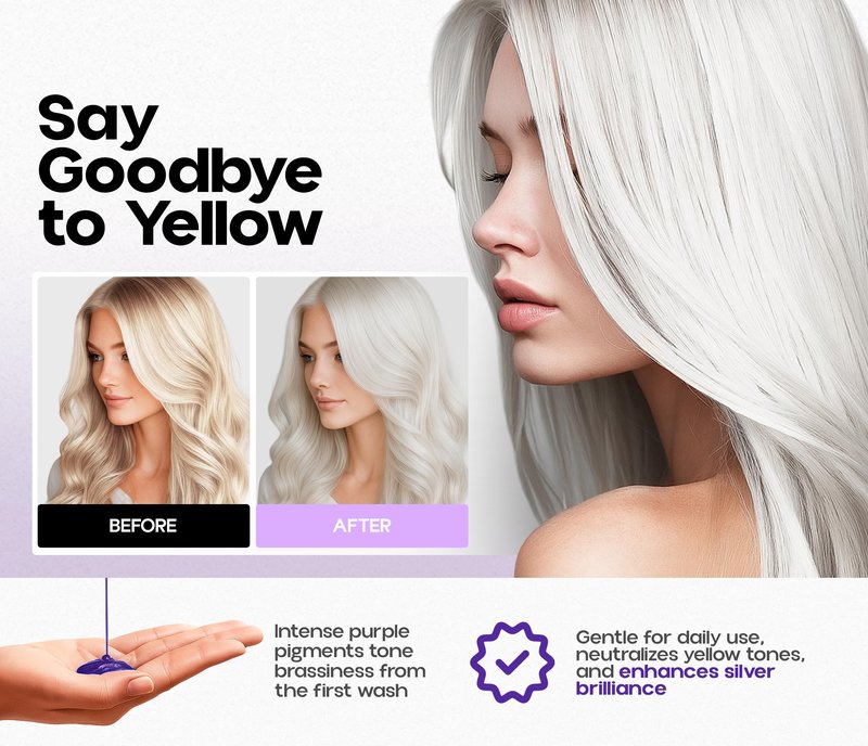 ROOTTINA Sulfate Free Brass Toning Purple Shampoo and Conditioner Set for Grey and Silver Hair, Moisturizing & Color-Safe, Enhances Shine & Brightness, Made in USA, (16 fl oz each)