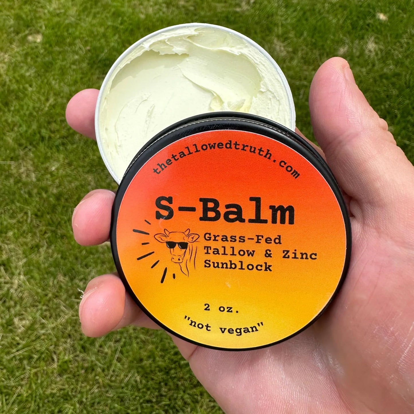 S-Balm –Tallow and Zinc Sun Block – Grass-Fed Beef Tallow Moisturizer with 17% Non-Nano Zinc Oxide – Unscented Balm For Daily Outdoor Use – 2 oz