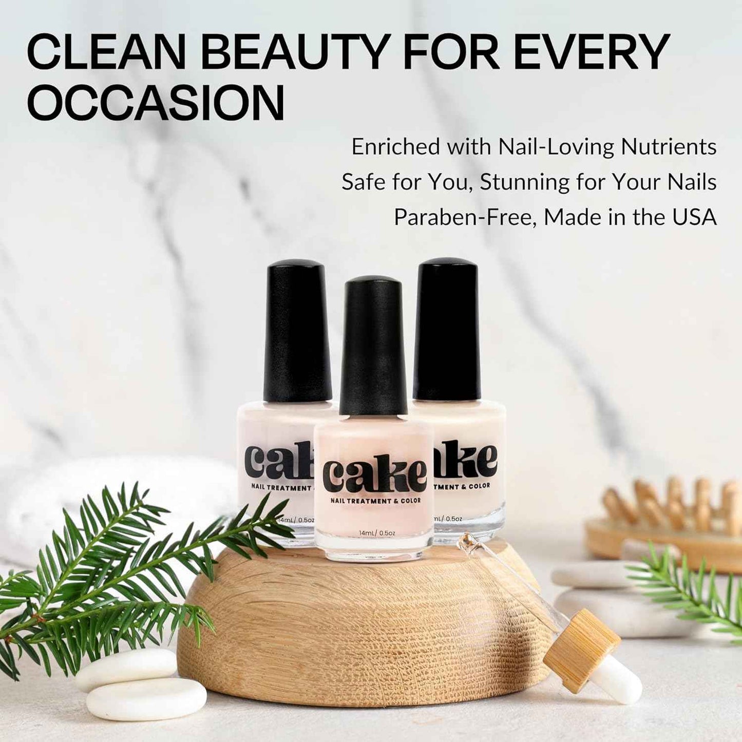 Non-Toxic Nail Polish 3-Pack - Strengthener & Growth for Damaged Nails, Quick Dry Nude Collection