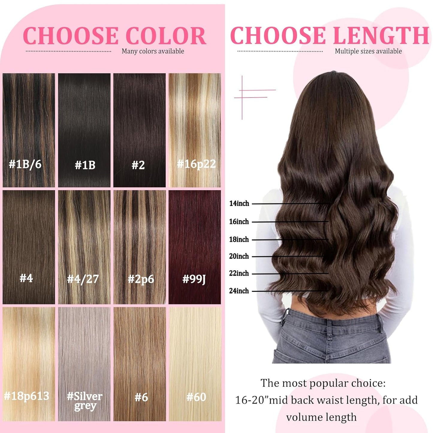 Clip In Hair Extensions - Real Human Hair Seamless Balayage | 16 Inch, 8 Pcs, Dark Brown & Chestnut Highlights