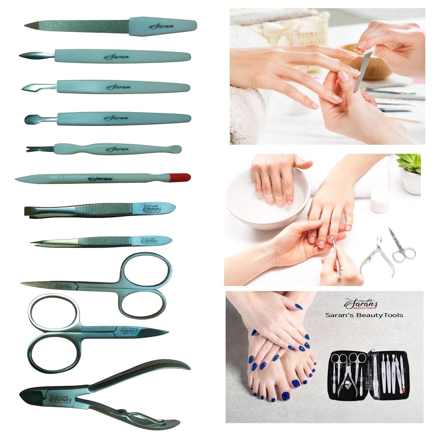 11-Piece Stainless Steel Manicure & Pedicure Tool Kit - German Quality Grooming Set for Men & Women
