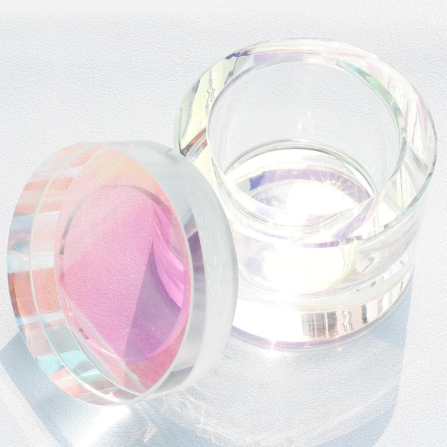 Nail Dappen Dish with Lid - Crystal Monomer Holder for Acrylic Nails | 30ml Glass Cup for Acetone & Liquid