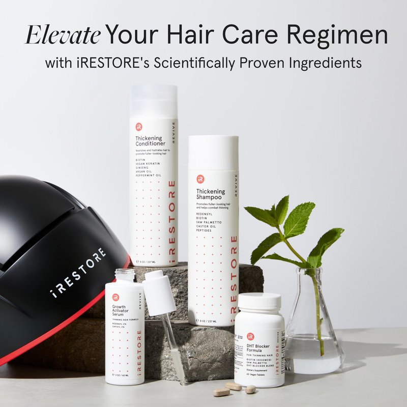 iRESTORE Biotin Hair Conditioner for Damaged Dry Hair - Good for Fine Hair Growth, Volumizing Thickening Conditioner with Ginseng & Argan Oil to Moisturize, Pair With Hair Loss Shampoo