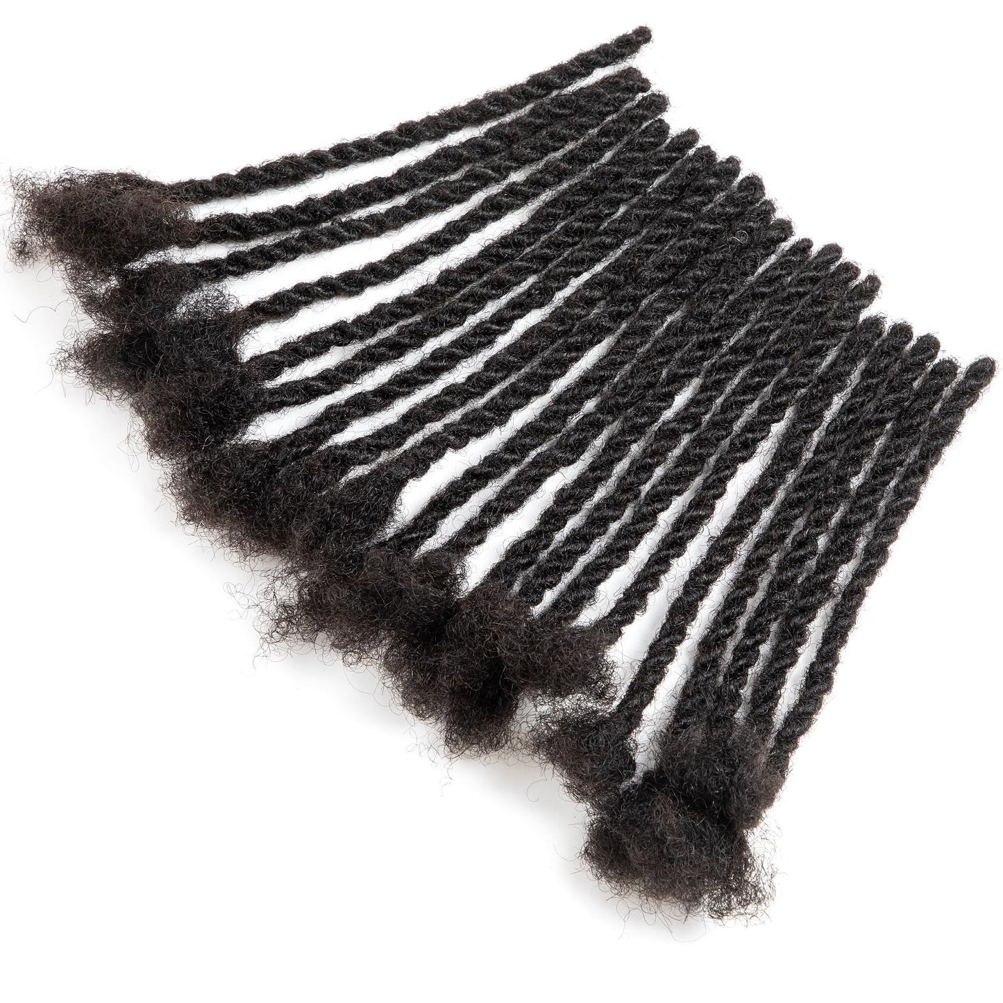 Teresa 0.6cm Width Starting Locs with Two Strand Twists Human Hair Dreadlocks Styled Retwisting Starter Loc Extensions Human Hair For Men and Women (1B/10 Strands, 10 Inch)