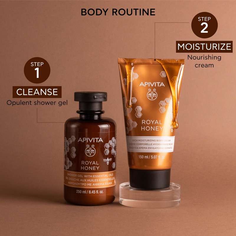 Apivita Royal Honey Rich Moisturizing Body Cream, Deeply Moisturizes, Nourishes & Replenishes with Honey & Beeswax