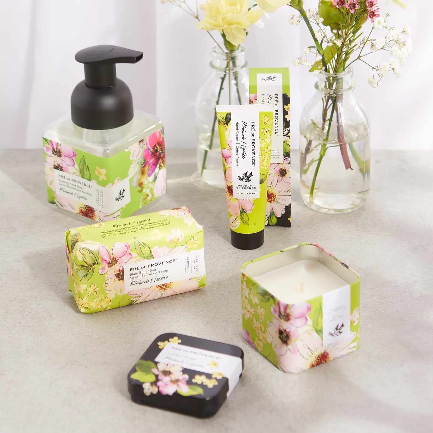 Pre de Provence Le Jardin Collection Hand Cream Enriched with Shea Butter, Aloe and Seed Oils, Moisturize & Nourish Hands, Gift or Travel Size, 30 ml, Rhubarb & Lychee