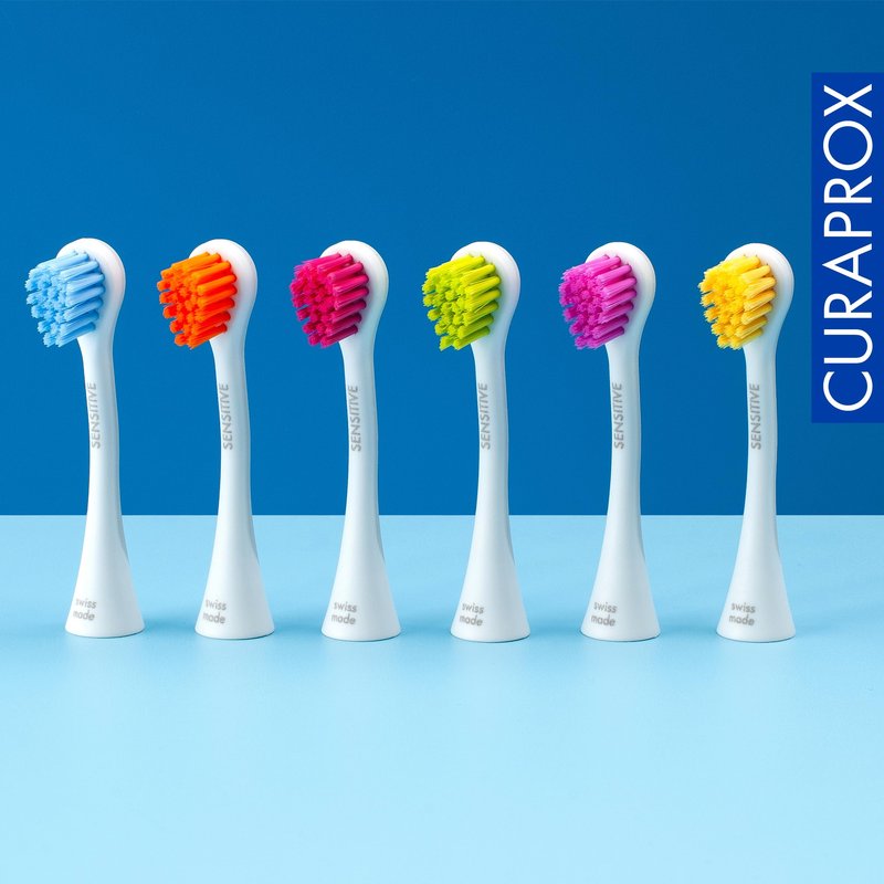 Curaprox Hydrosonic Brush Heads Rainbow Sensitive Duo – for Gentle Gum Care & Precise Cleaning | Magenta/Green, 2-Pack | Compatible with All Curaprox Sonic Models | Swiss Made