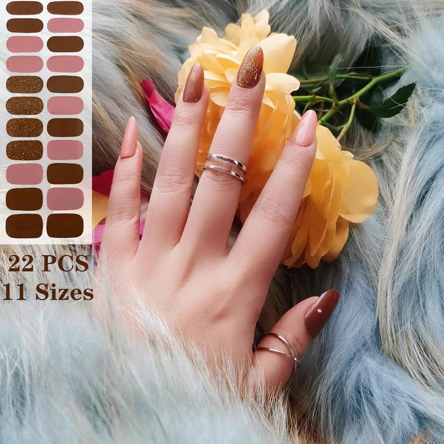 Nail Wraps Art Stickers for Coffin & Ballerina Nails - Glitter & Leopard Designs