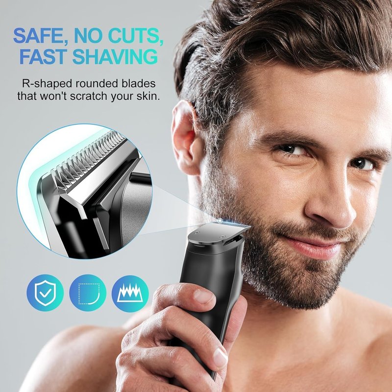 Beard Trimmer for Men - 14 Piece Professional Mens Grooming Kit, Christmas Gift Multi Groomer for Beard face Nose Ear Hair Trimmer Hair Cutting kit IPX7 Wet/Dry Use 210 Mins Shaving for Him Father