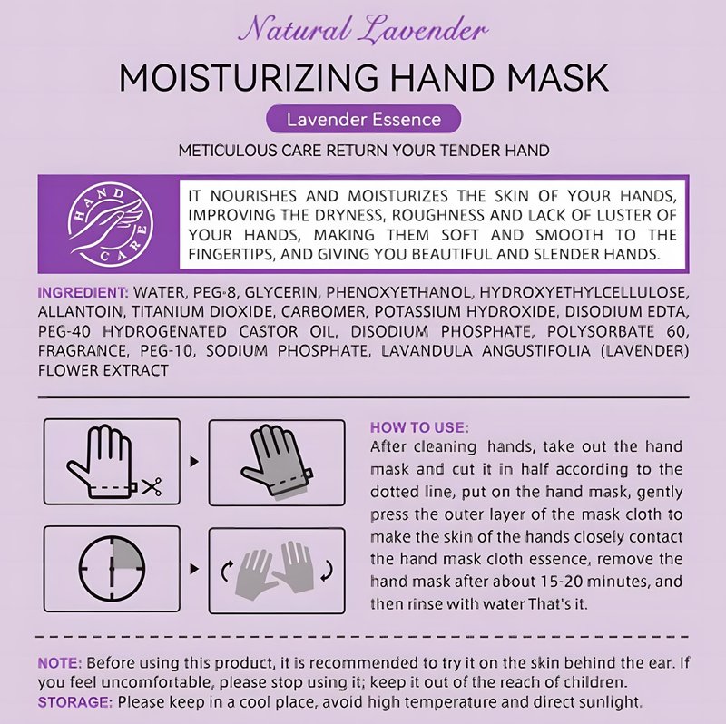 Chicwe 6 Pairs of Hand Masks Moisturizing Glove, Hydrating Hand Masks for Dry Peeling Hands, Exfoliating Collagen Gloves for Smooth Hands (Lavender)