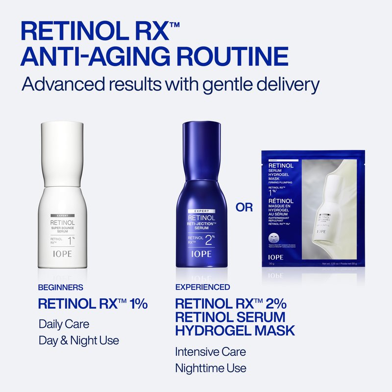 IOPE Retinol Serum in Deep Collagen Gel Mask 5 Set | Double-Layered Hydrogel Sheet for High Adhesion, A Full Bottle of Retinol RX 1% Serum, Intense Firming & Plumping, Anti-Aging, Korean Skincare