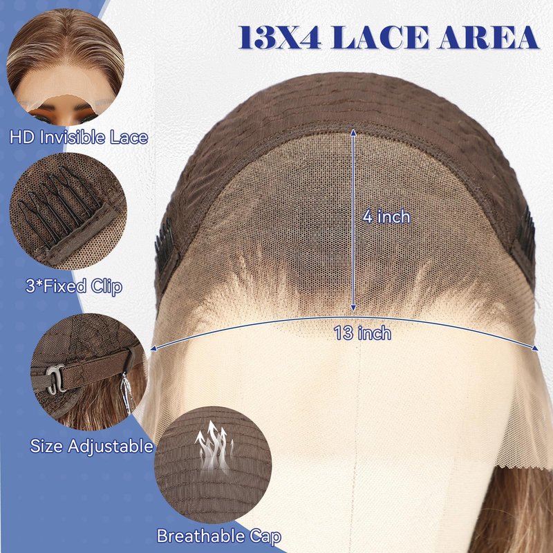 HAIRCUBE Glueless Synthetic Lace Front Wig, 18 Inch Ombre Blonde Hightlight Curly Wigs, Put on Go Layered Wigs for Women Daily Use