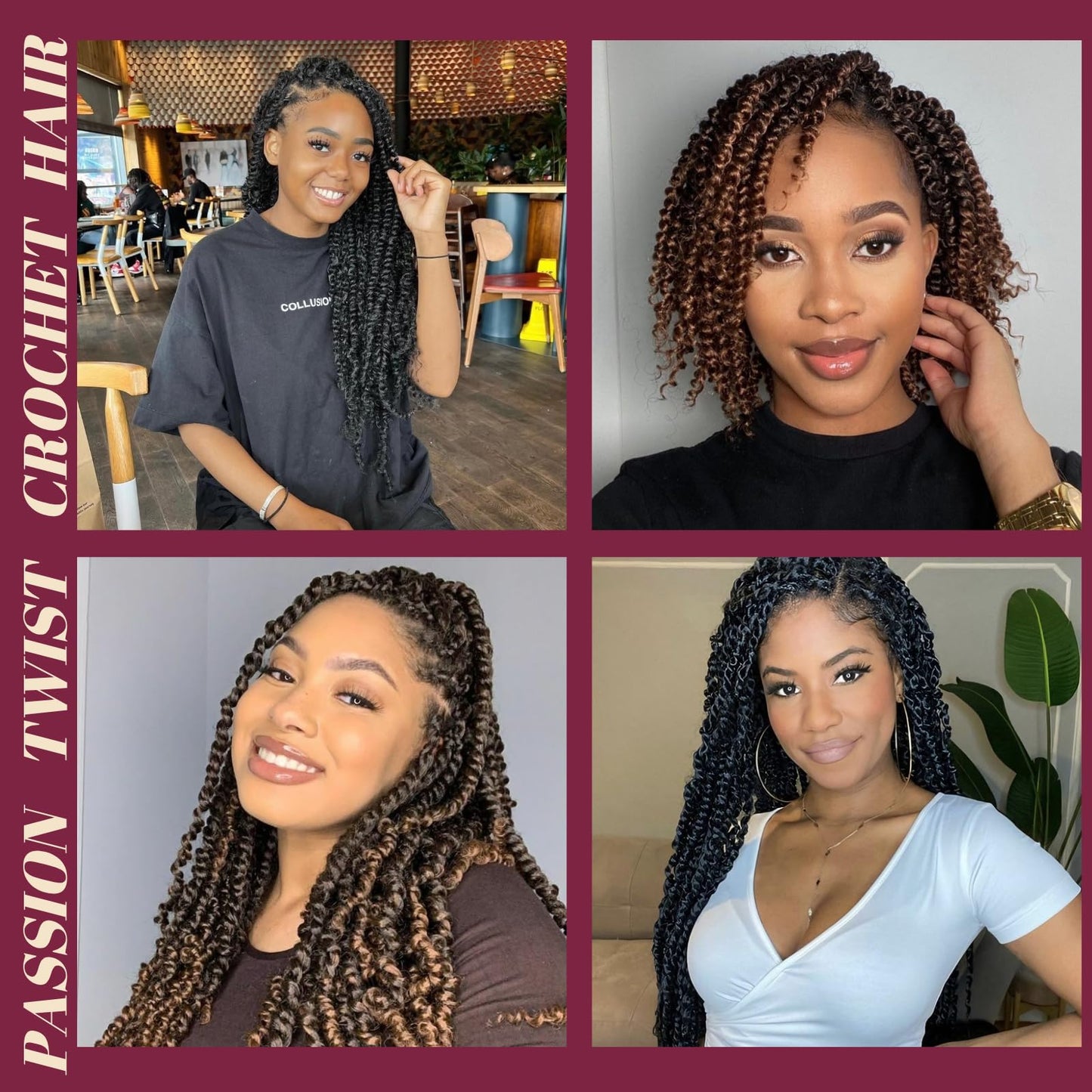 9 Packs Pre-Twisted Passion Twist Crochet Hair,24 Inch Natural Black Crochet Twists Pre Looped Long Passion Twist Crochet Braiding Hair Extensions for Black Women(24 Inch,1B#)